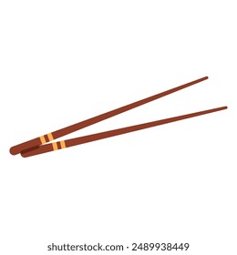 Bamboo food chopsticks. Traditional asian eating utensils. Isolated vector illustration in cartoon style