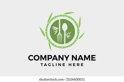 Bamboo Food and Restaurant Logo branding Design. Editable Vector Illustration.