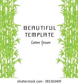 Bamboo forest background. Hand drown plants sketch. Vector illustration