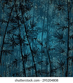 Bamboo forest background at night