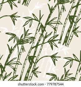 Bamboo forest background pattern. Hand drown bamboo forest. Vector illustration