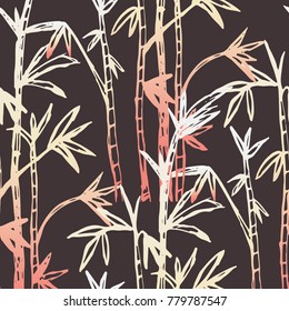 Bamboo forest background pattern. Hand drown bamboo forest. Vector illustration