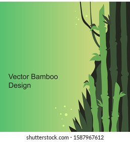 
Bamboo forest background, stems of bamboo with leaves on a green background