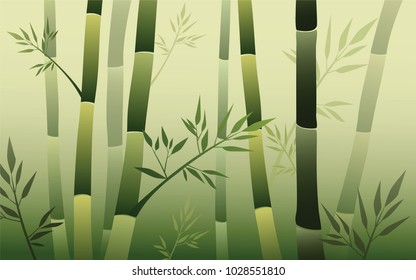 Illustration Bamboo Trees Asian Forest Landscape Stock Vector (Royalty ...