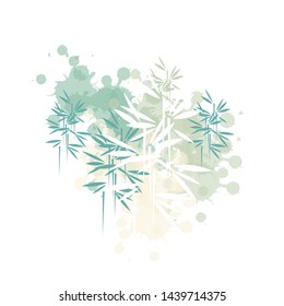 bamboo forest illustration in soft ivory green ink