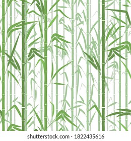 Bamboo forest. Monochrome seamless pattern. Vector illustration on white background. Texture or pattern for Wallpaper, fabrics, wrapping paper in an eco - friendly theme.