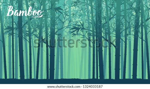 朝の竹林 日本京都嵐山の森 マレーシアの熱帯雨林の竹の木の風景 テンプレートのランドページ壁紙デザインコンセプト のベクター画像素材 ロイヤリティフリー