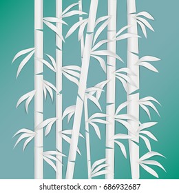 Bamboo forest . Nature Plant. Green tree with leaves paper art  cut style