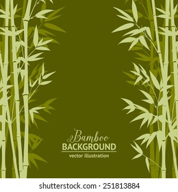 Bamboo forest over green background, design card. Vector illustration.