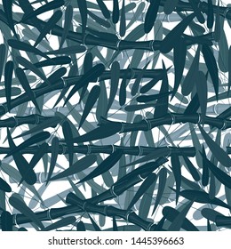 Bamboo forest seamless pattern texture on white background. Leaves branches stem bamboo wallpaper. Rainforest backdrop. 