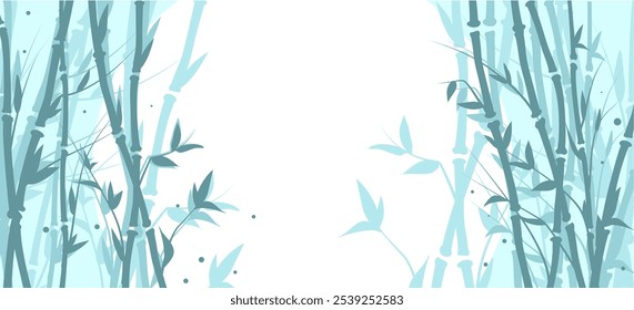 Bosque de bambú, brotes de bambú con hojas - Ilustración vectorial, fondo de Anuncio