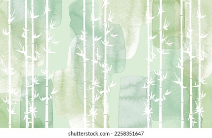 Bamboo bamboo forest watercolor style ink painting background illustration