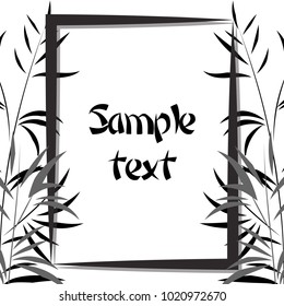 Bamboo frame. Black and white. Vector illustration. Eps 10