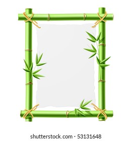 Bamboo frame with blank paper. Vector.