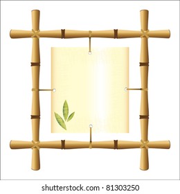 bamboo frame with a blank sheet of papyrus. Vector Illustration