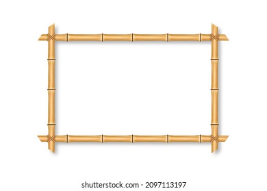 Bamboo frame with brown sticks and ropes. Rectangle bamboo frame swathed by ropes. Vector