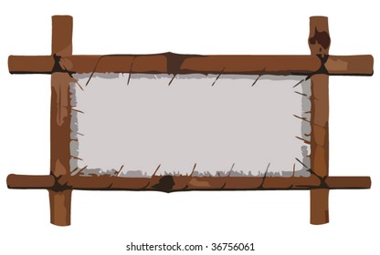 Bamboo frame with canvas for your text, vector illustration
