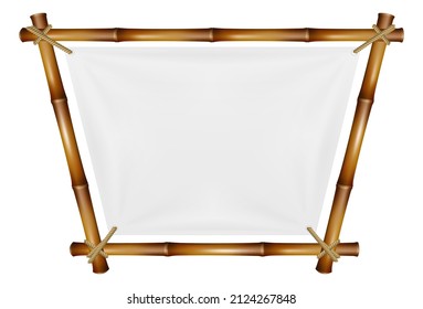 Bamboo frame. Decorative border in traditional rustic style