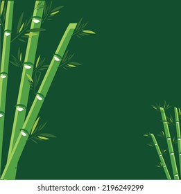 Bamboo frame on dark  green background. Editable Clip Art.