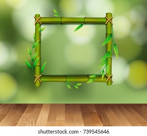 Bamboo frame on green background illustration