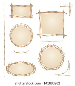 bamboo frame on a white background, design for menus, vector illustration