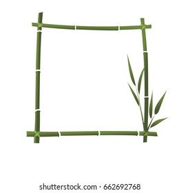 Bamboo frame on white background. Vector