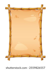 Bamboo frame with parchment decorative background. Perfect for creative designs. Vector cartoon illustration