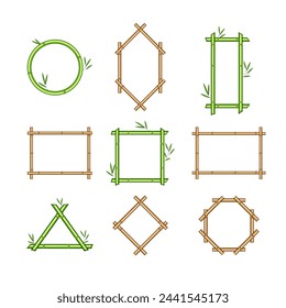 bamboo frame set cartoon. stick wooden, sign border, banner tropical bamboo frame sign. isolated symbol vector illustration