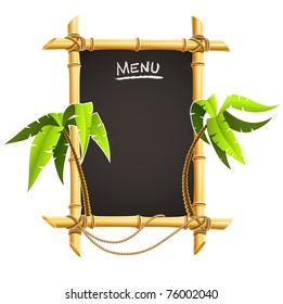 bamboo frame with tropical palms vector illustration isolated on white background