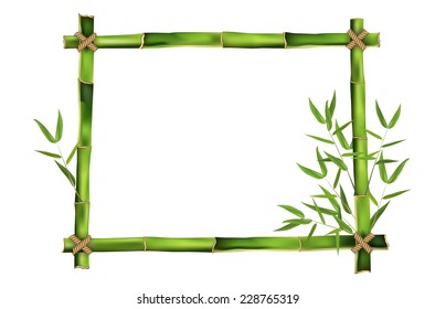 Bamboo frame for your message. Isolated on white background - vector illustration.