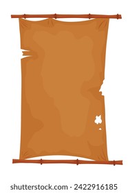 Icono de pergamino de marcos de bambú. Borde de palos tropicales de madera. Caricatura de carteles o carteles de papiro en blanco. Ilustración del vector aislada en fondo blanco