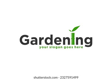 Bamboo gardening logo design plant leaf organic green leaf