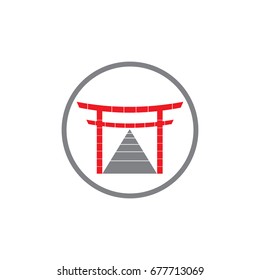 bamboo gate symbol vector with foot pate symbol