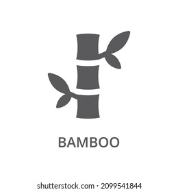 Bamboo glyph black vector icon. Simple bamboo with leaves filled symbol.