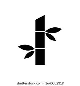 Bamboo with glyph icon vector 