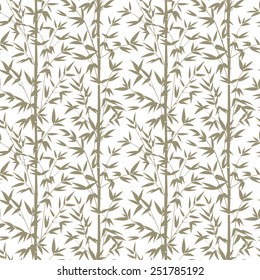 Bamboo gray seamless pattern isolated on white background. Vectro illustration.