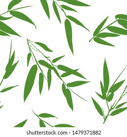 Bamboo green branches seamless background. Vector illustration.