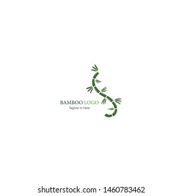 Bamboo with green leaf logo icon vector template