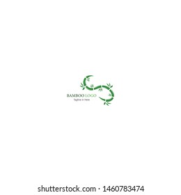 Bamboo with green leaf logo icon vector template