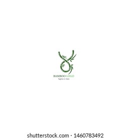 Bamboo with green leaf logo icon vector template