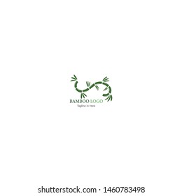 Bamboo with green leaf logo icon vector template