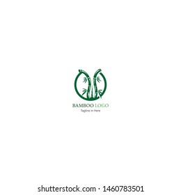 Bamboo with green leaf logo icon vector template