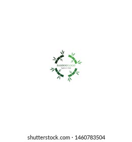 Bamboo with green leaf logo icon vector template