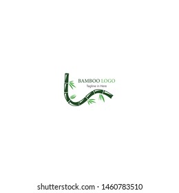 Bamboo with green leaf logo icon vector template