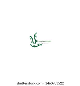 Bamboo with green leaf logo icon vector template
