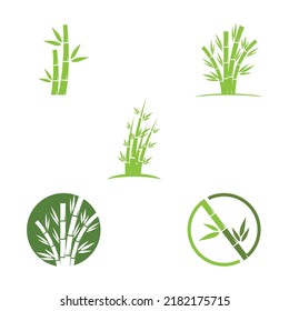 Bamboo with green leaf logo ilustration vector template