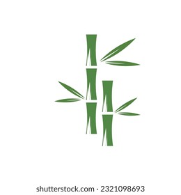Bambus mit grüner Blattlogo-Vektorgrafik-Vorlage