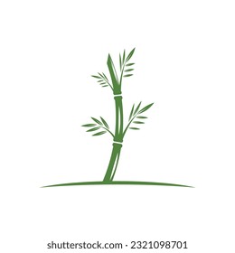 Bamboo with green leaf logo ilustration vector template