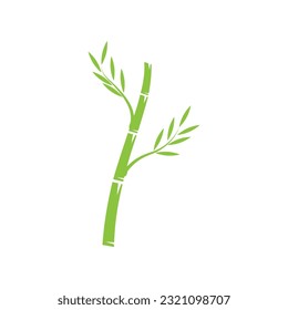 Bamboo with green leaf logo ilustration vector template