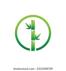 Bambus mit grüner Blattlogo-Vektorgrafik-Vorlage